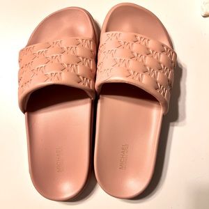 Michael Kors blush coloured slides